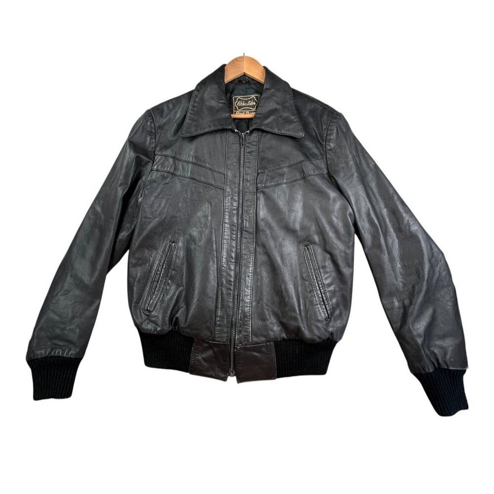 VTG Echtes Leder Rind-Nappa Jacket Men's 54 Black Leather Motorcycle Biker